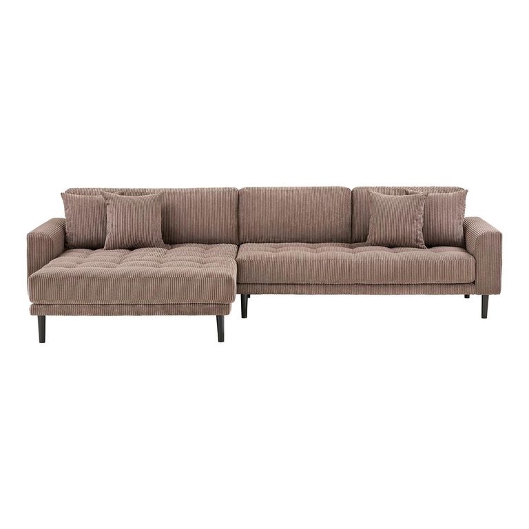 Lido Lounge Sofa - with Chaise - LHF - Corduroy Style - Brown - Fabric