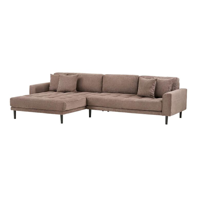 Lido Lounge Sofa - with Chaise - LHF - Corduroy Style - Brown - Fabric