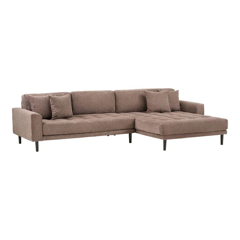 Lido Lounge Sofa - with Chaise - RHF - Corduroy Style - Brown - Fabric