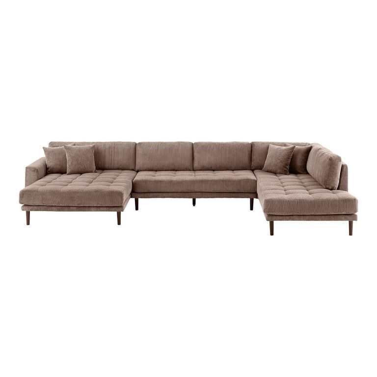 Lido U Shape Corner Sofa - LFH - Corduroy Style - Brown - Fabric