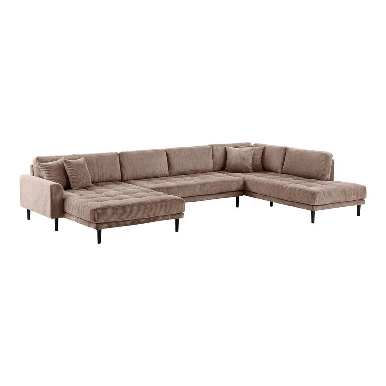 Lido U Shape Corner Sofa - LFH - Corduroy Style - Brown - Fabric