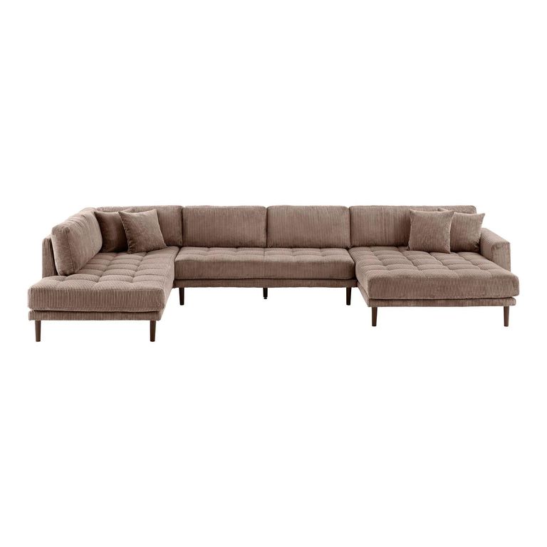 Lido U Shape Corner Sofa - RFH - Corduroy Style - Brown - Fabric