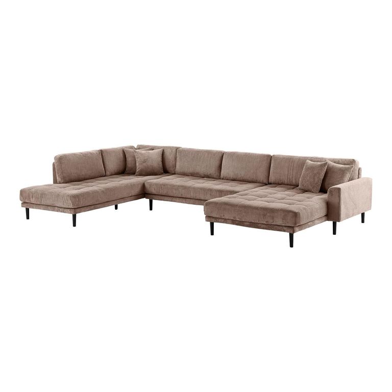 Lido U Shape Corner Sofa - RFH - Corduroy Style - Brown - Fabric