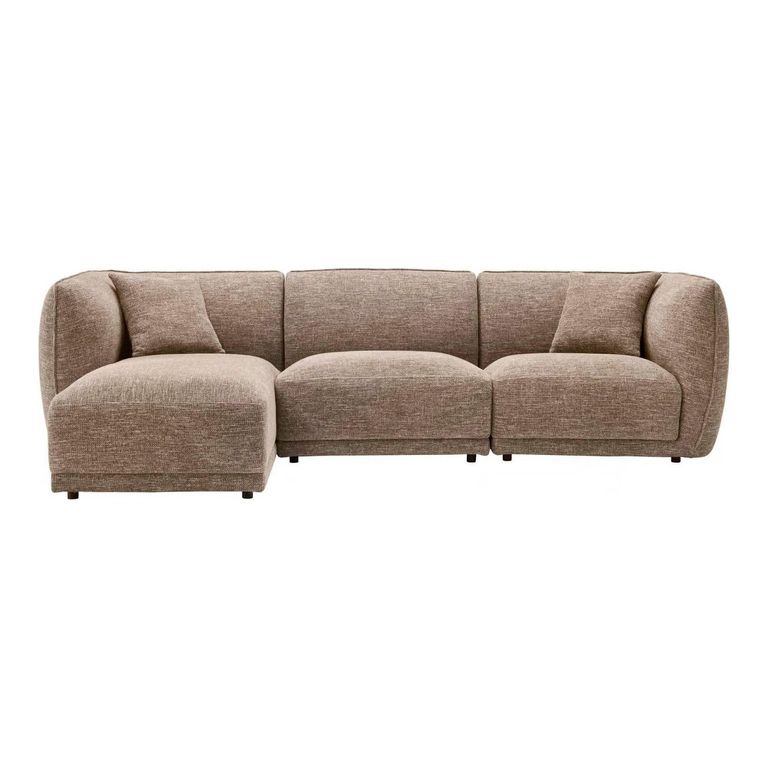 Noor Corner Lounge Sofa - with Chaise - LHF - Brown - Fabric