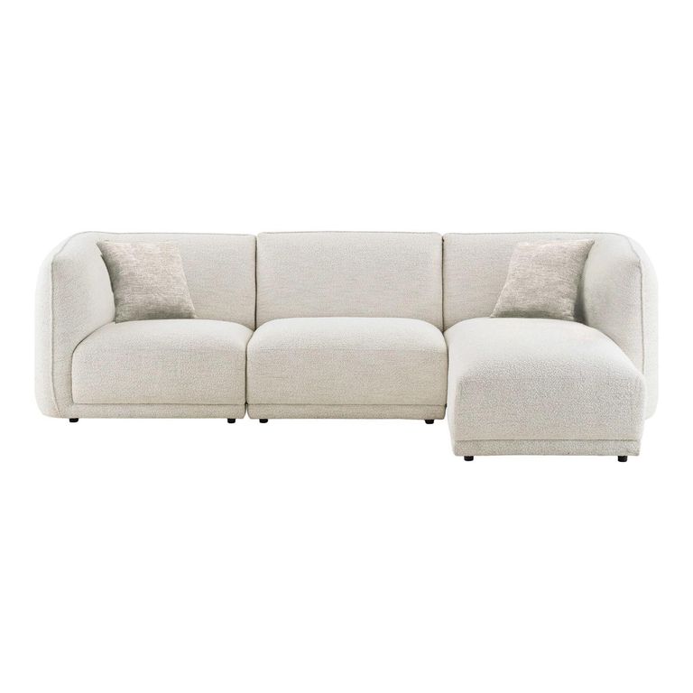 Noor Corner Lounge Sofa - with Chaise - LHF - Off White - Fabric