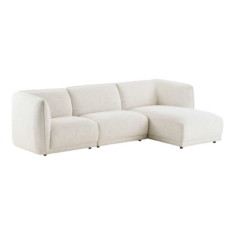 Noor Corner Lounge Sofa - with Chaise - LHF - Off White - Fabric