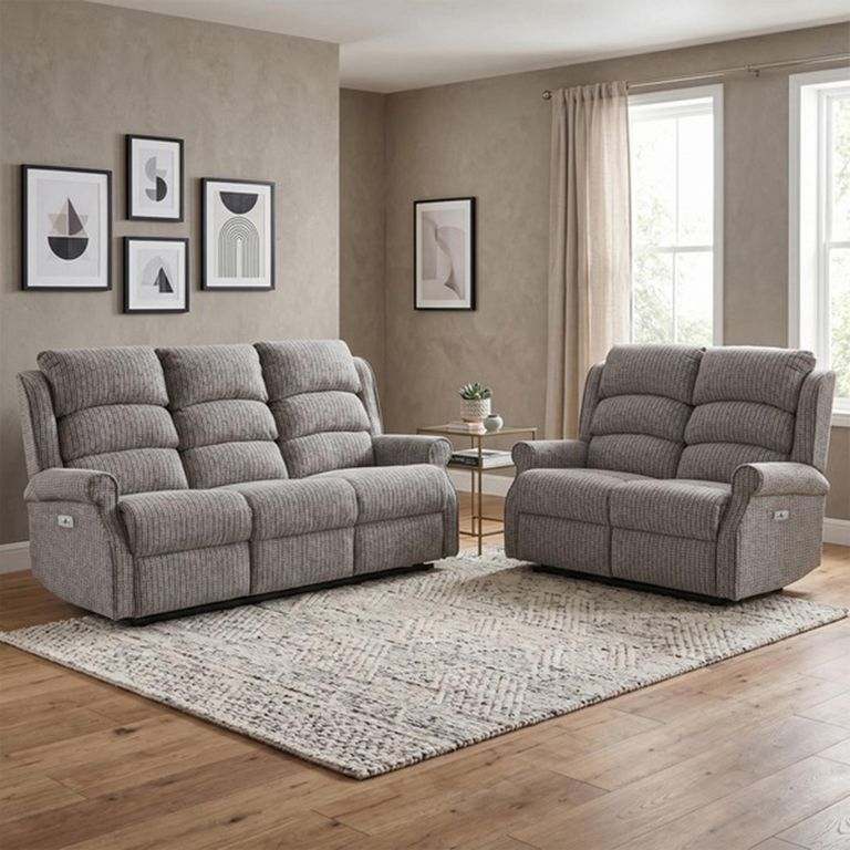 Windsor Electric Recliner Sofa - 3+2 Seater - Latte - Fabric