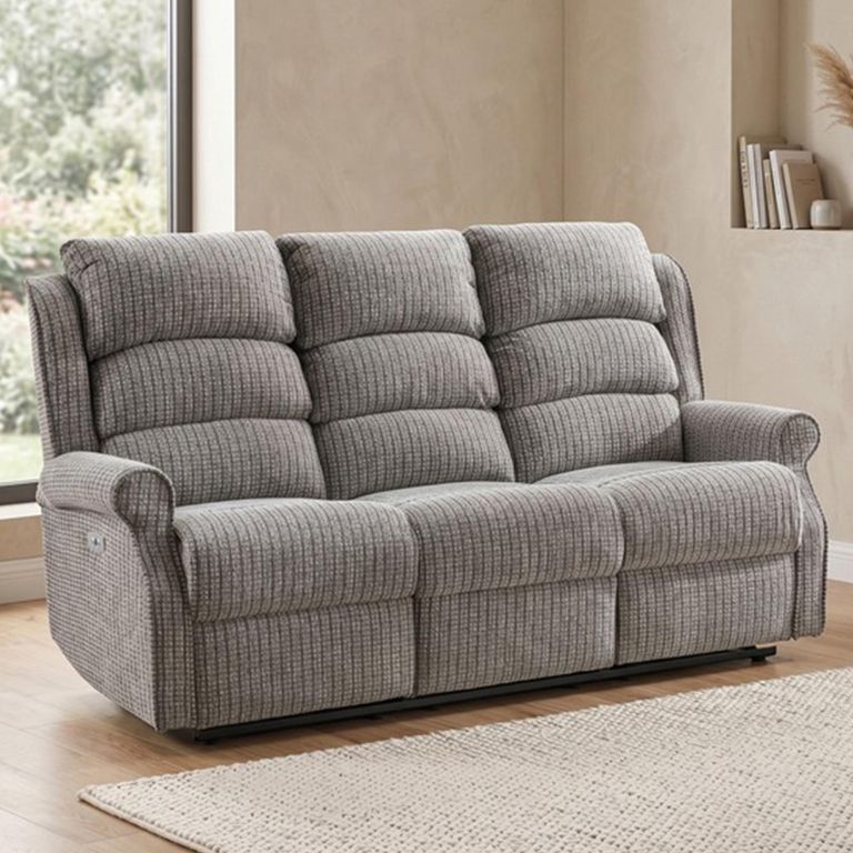 Windsor Electric Recliner Sofa - 3 Seater - Latte - Fabric