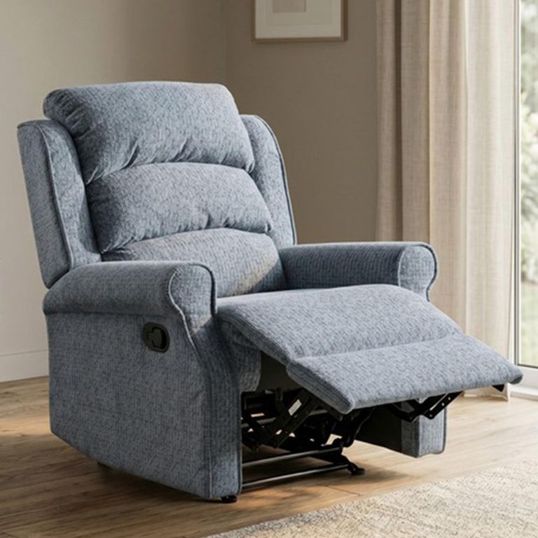 Windsor Manual Recliner Armchair - Steel Blue - Fabric