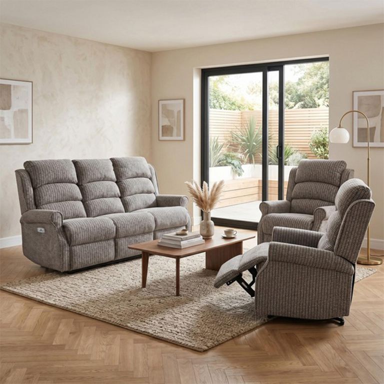 Windsor Electric Recliner Sofa - 3+1+1 Seater - Latte - Fabric