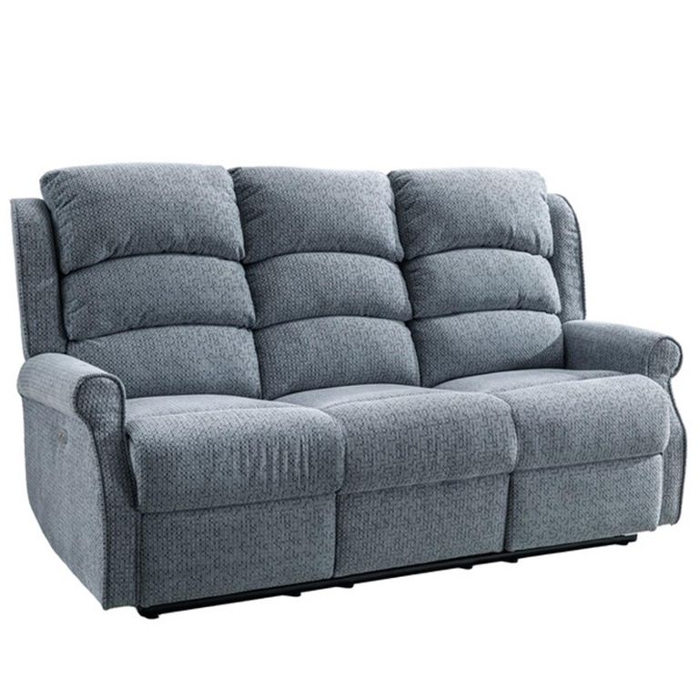 Windsor Electric Recliner Sofa - 3+1+1 Seater - Steel Blue - Fabric