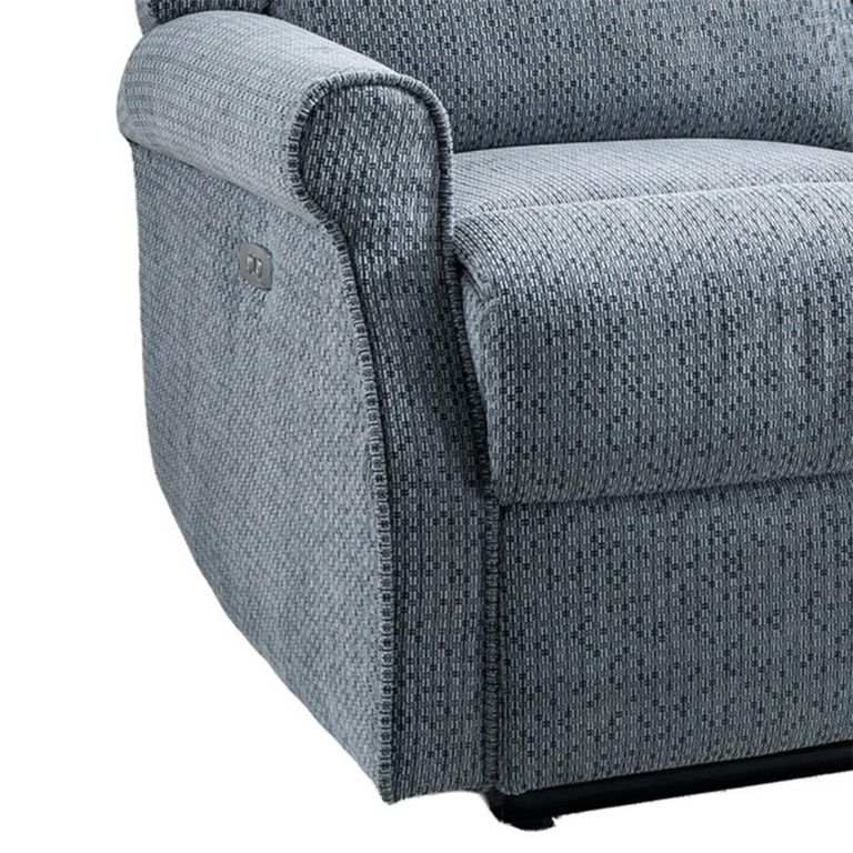Windsor Electric Recliner Sofa - 3+1+1 Seater - Steel Blue - Fabric