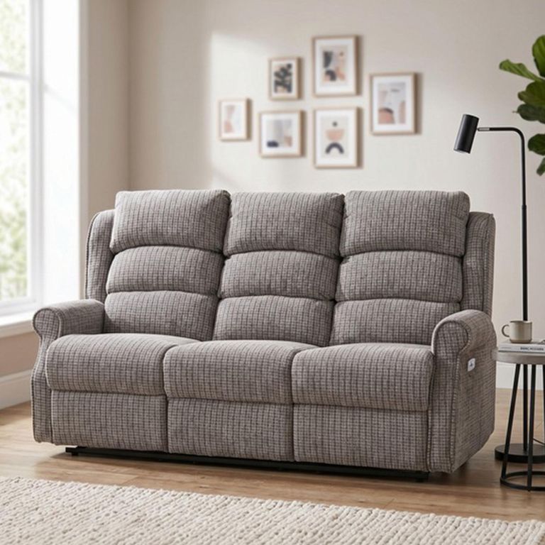 Windsor Electric Recliner Sofa - 3 Seater - Latte - Fabric