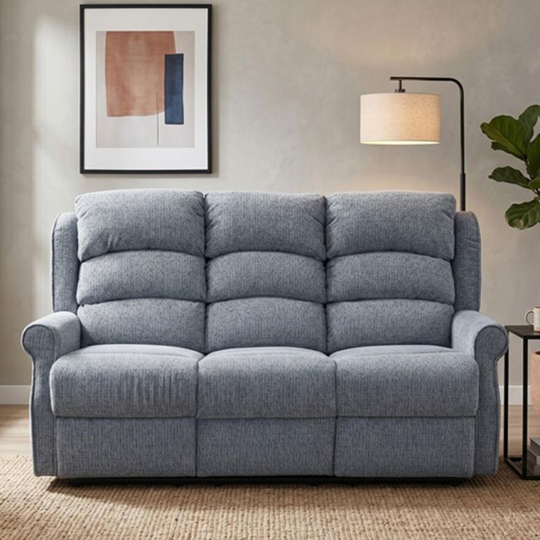 Windsor Electric Recliner Sofa - 3 Seater - Steel Blue - Fabric
