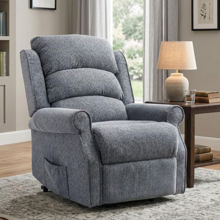 Windsor Lift & Tilt Electric Recliner Armchair - Single Motor - Steel Blue - Fabric