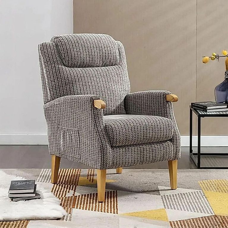Clearance - Lisbon Fireside Armchair - Latte Fabric - FSS17525