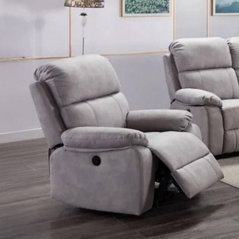 Clearance - Stretford Light Grey Fabric Electric Recliner Armchair - FSS17531