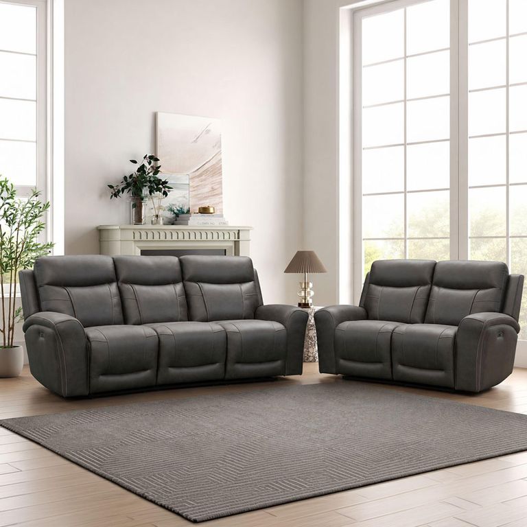Nico Power Recliner Sofa - 2 Seater - Charcoal - Fabric