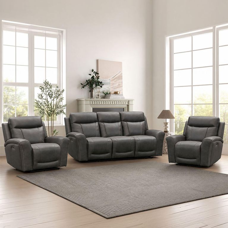 Nico Power Recliner Sofa - 3 Seater - Charcoal - Fabric