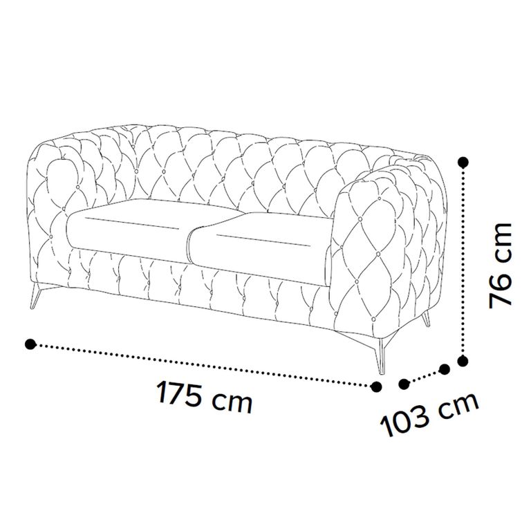 Zenith Italian Curved Sofa - 2 Seater - Deep Button Tufted - Leather