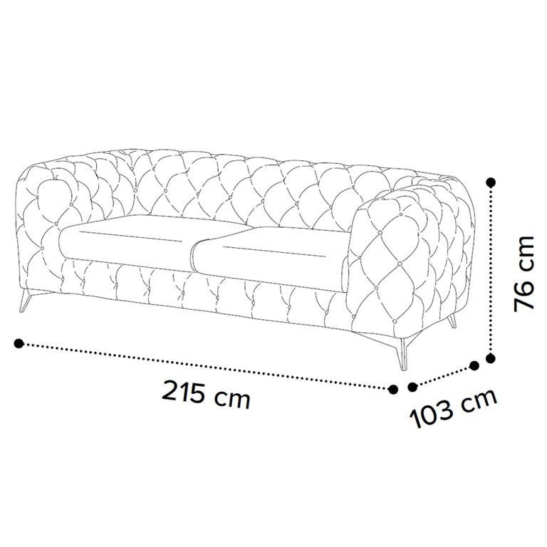 Zenith Italian Curved Sofa - 3 Seater - Deep Button Tufted - Leather