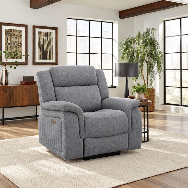 Linden Grey Fabric Recliner Armchair