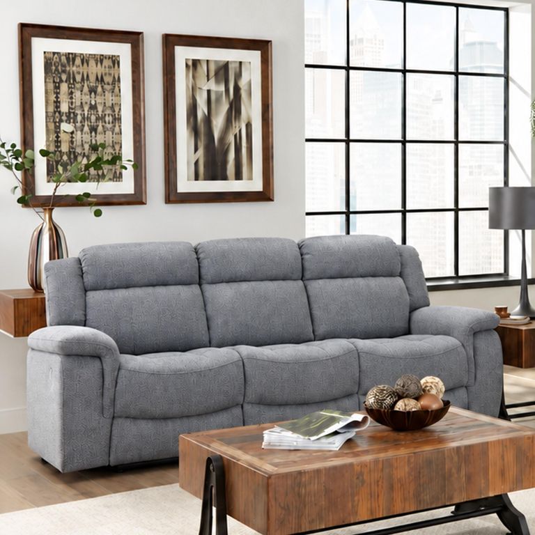 Linden Grey Fabric 3 Seater Recliner Sofa