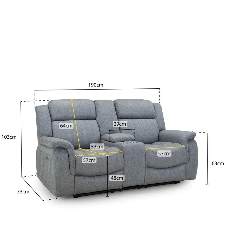 Linden Electric Recliner Sofa Set - Grey Fabric - 3+2+1 Seater