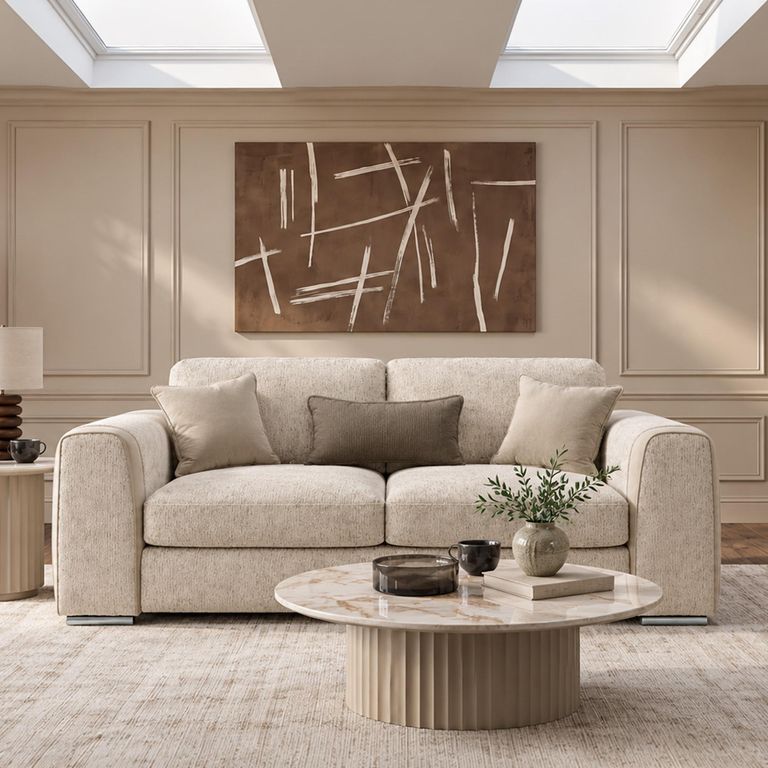 Naples Beige Fabric 2 Seater Sofa