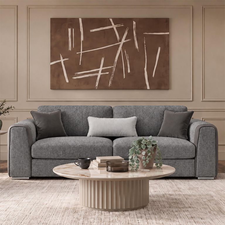 Naples Grey Fabric 3 Seater Sofa
