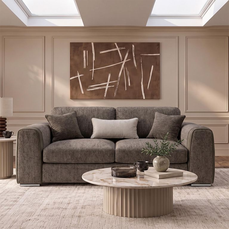 Naples Mocha Fabric 2 Seater Sofa