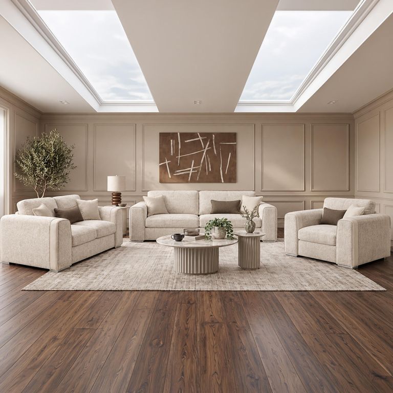 Naples Beige Fabric 3+2+1 Seater Sofa Set
