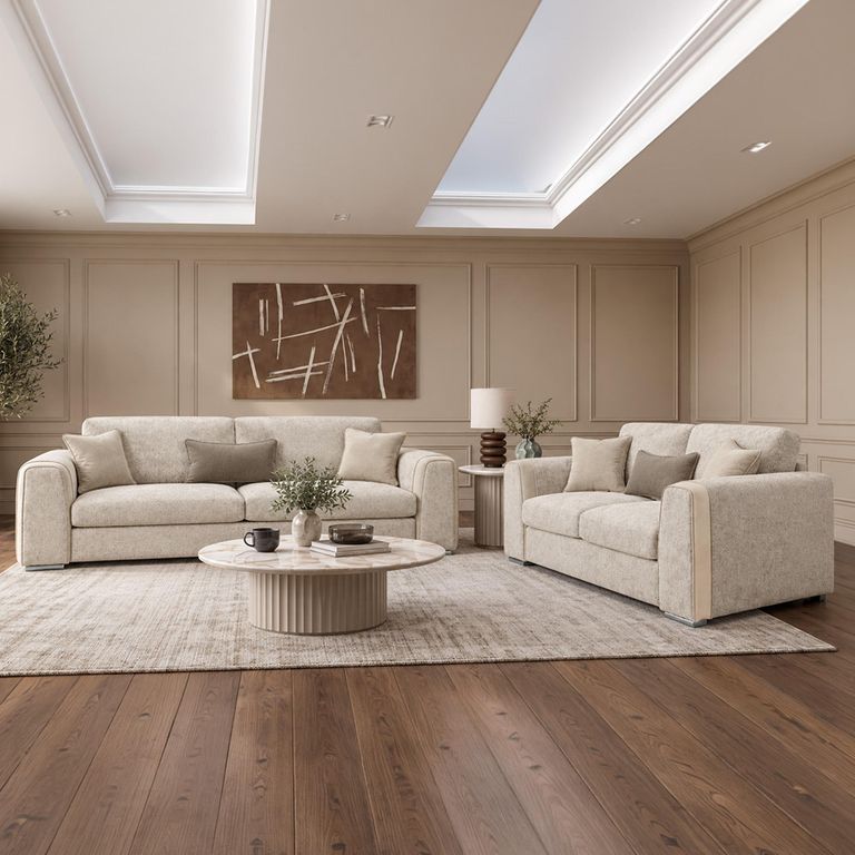 Naples Beige Fabric 3+2 Seater Sofa Set