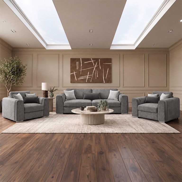 Naples Grey Fabric 3+1+1 Seater Sofa Set