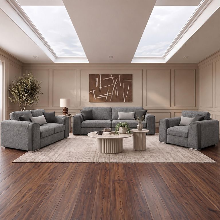 Naples Grey Fabric 3+2+1 Seater Sofa Set