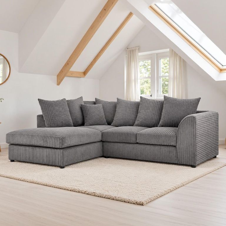 Harley Jumbo Grey Fabric LHF Corner Sofa