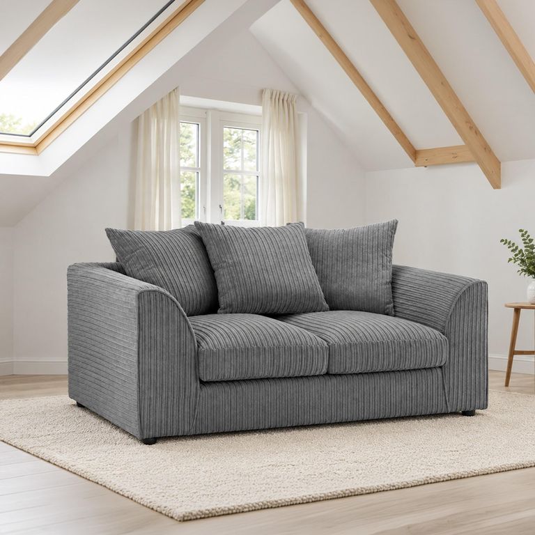 Harley Jumbo Grey Fabric 2 Seater Sofa