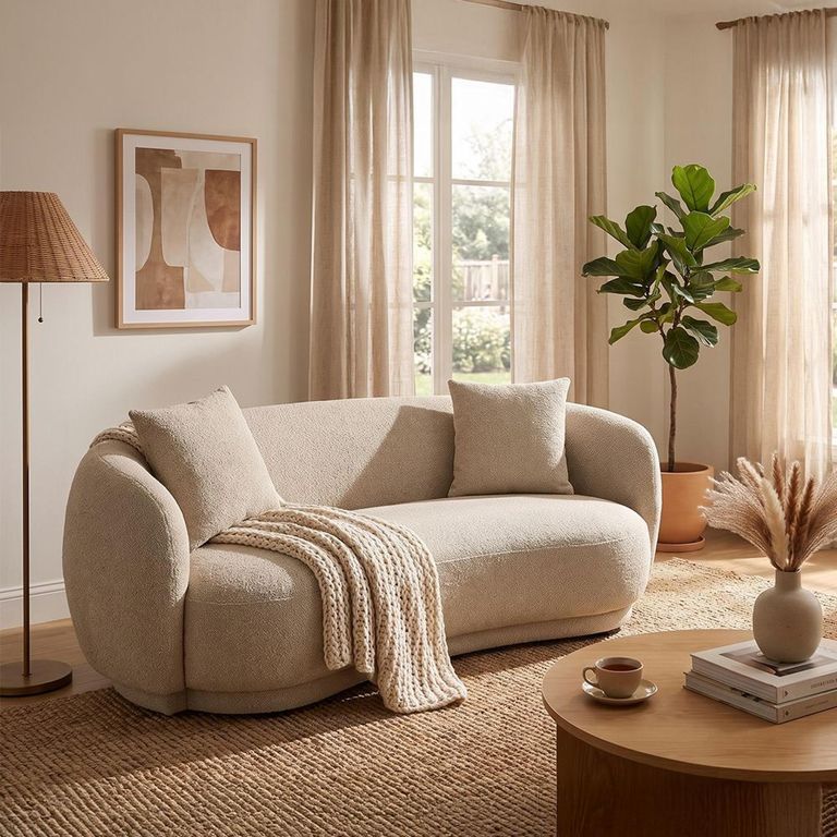 Hawkes Sofa - 2 Seater - Curved Back - Cream - Fabric