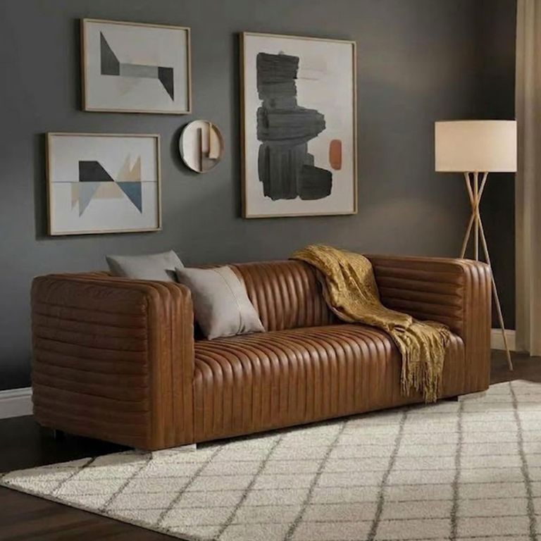 Keops Vintage Cognac Brown Leather 3 Seater Sofa