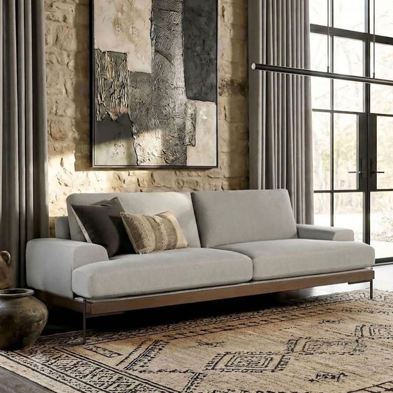 Mycerinos Modern Grey Fabric 3 Seater Sofa