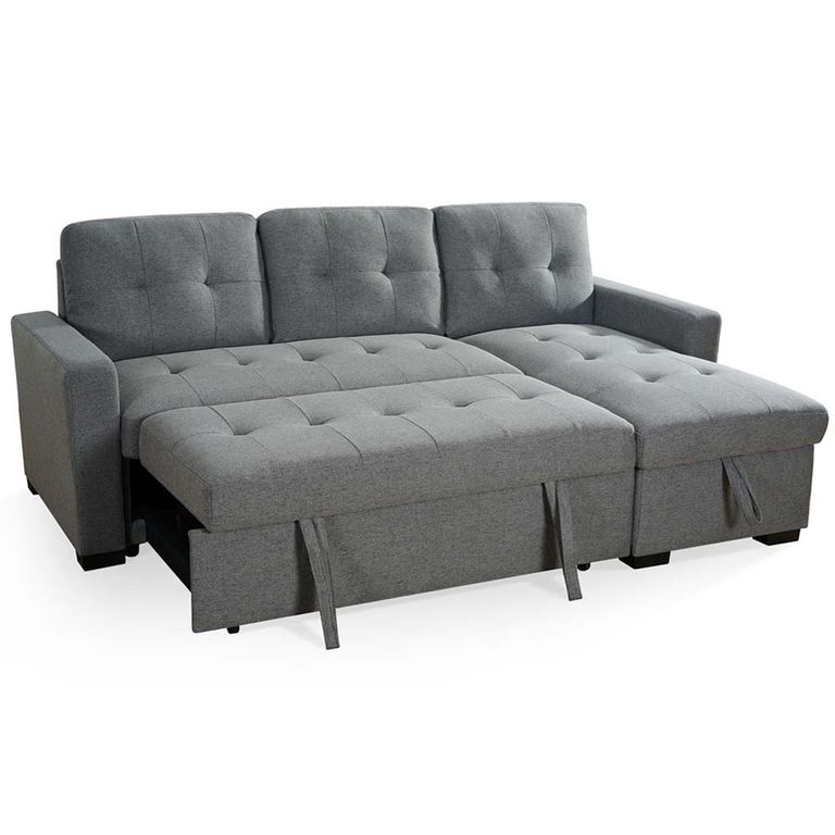 Alder Universal Corner Sofa Bed - Grey Fabric - Pull Out
