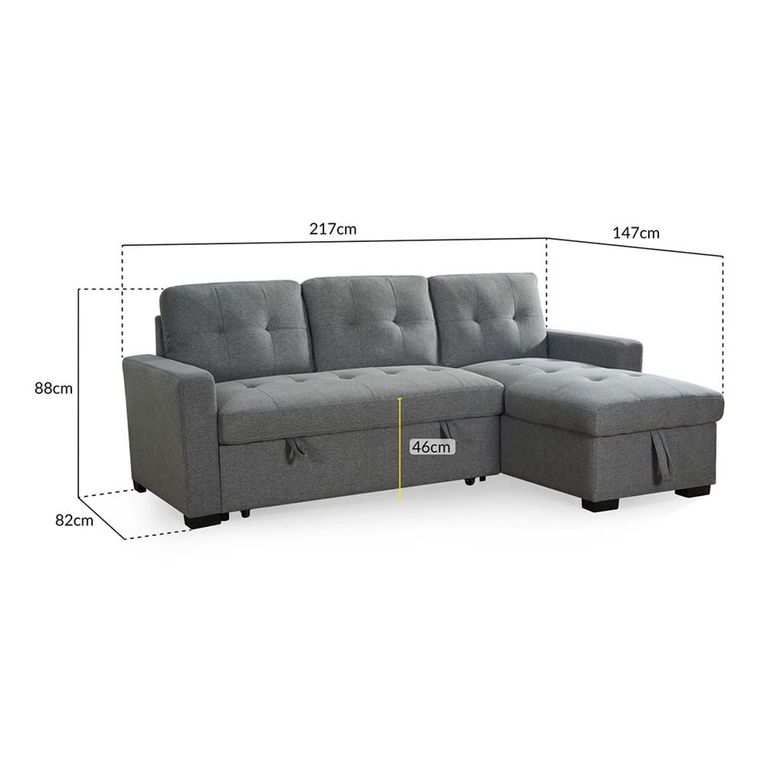 Alder Universal Corner Sofa Bed - Grey Fabric - Pull Out