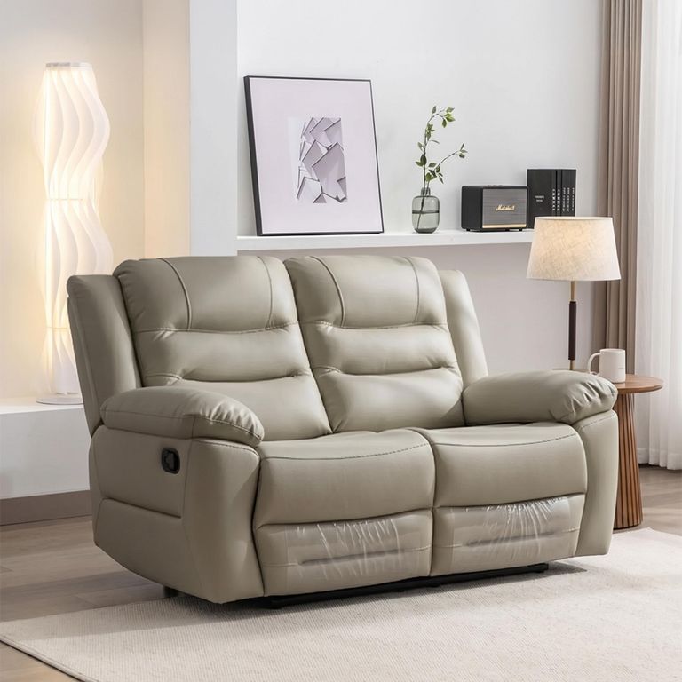 Alexandra Recliner Sofa - 2 Seater - Warm Grey Leather