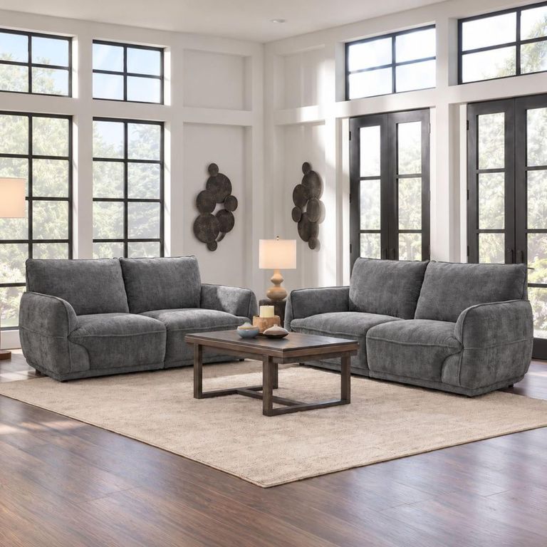 Angelo Grey Fabric 3+2 Seater Sofa Set