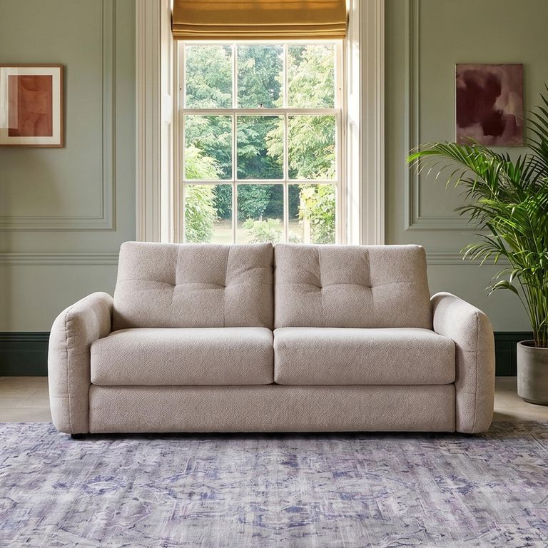 Athens Sofa Bed - Beige Fabric - 3 Seater - Pull Out