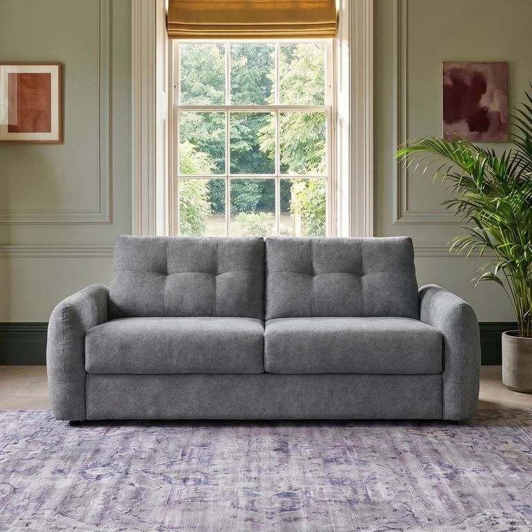 Athens Sofa Bed - Grey Fabric - 3 Seater - Pull Out