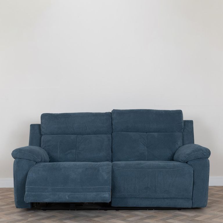 Clearance - Augusta Electric Recliner Sofa - 3 Seater - Ancona Blue Fabric