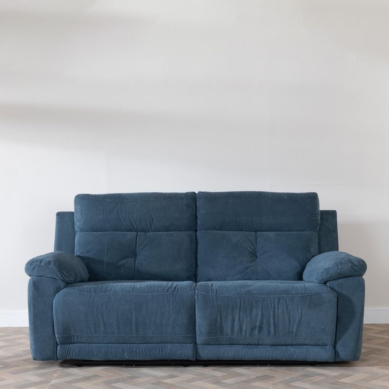 Clearance - Augusta Electric Recliner Sofa - 3 Seater - Ancona Blue Fabric