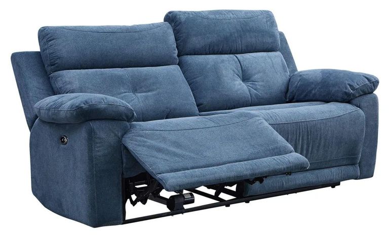 Clearance - Augusta Electric Recliner Sofa - 3 Seater - Ancona Blue Fabric