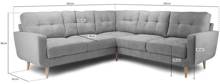 Aurora Corner Sofa - Grey - Large